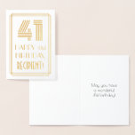 [ Thumbnail: 41st Birthday - Art Deco Inspired Look "41" & Name Foil Card ]