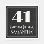 [ Thumbnail: 41st Birthday ~ Art Deco Inspired Look "41", Name Napkins ]