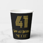 [ Thumbnail: 41st Birthday: Art Deco Inspired Look “41” & Name Paper Cups ]