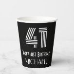 [ Thumbnail: 41st Birthday — Art Deco Inspired Look “41” + Name Paper Cups ]