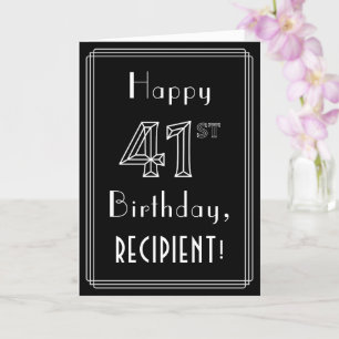 41st Birthday: Art Deco Style # 41 & Custom Name Card