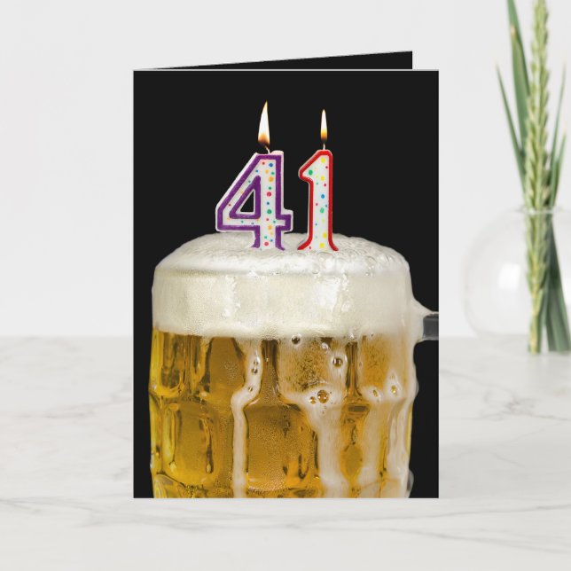 41st Birthday Beer on black Card (Front)