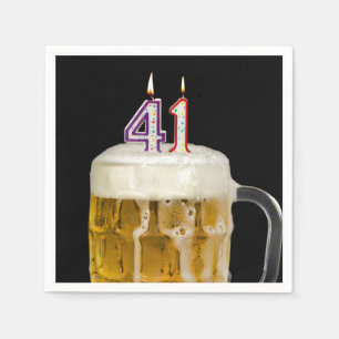41st Birthday Beer on black Napkins
