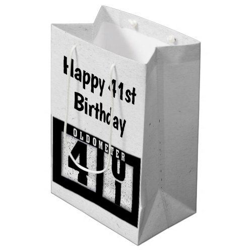 41st Birthday Black Odometer   Medium Gift Bag