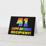 [ Thumbnail: 41st Birthday: Bold, Fun, Simple, Rainbow 41 Card ]