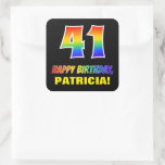 [ Thumbnail: 41st Birthday: Bold, Fun, Simple, Rainbow 41 Sticker ]