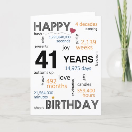 41st Birthday Card