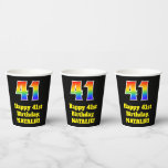 [ Thumbnail: 41st Birthday: Colorful, Fun, Exciting, Rainbow 41 Paper Cups ]