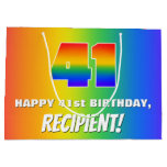 [ Thumbnail: 41st Birthday: Colorful, Fun Rainbow Pattern # 41 Gift Bag ]