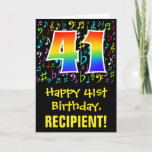 [ Thumbnail: 41st Birthday: Colorful Music Symbols + Rainbow 41 Card ]