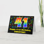 [ Thumbnail: 41st Birthday: Colorful Music Symbols & Rainbow 41 Card ]