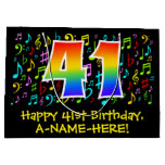 [ Thumbnail: 41st Birthday - Colorful Music Symbols, Rainbow 41 Gift Bag ]