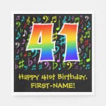 [ Thumbnail: 41st Birthday - Colorful Music Symbols, Rainbow 41 Napkins ]