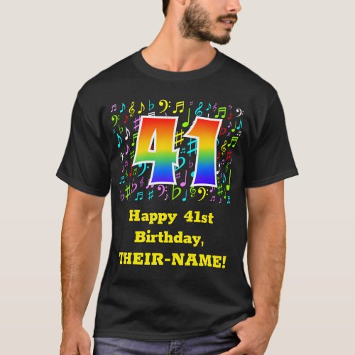 41st Birthday Colorful Music Symbols Rainbow 41 T_Shirt