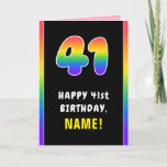 [ Thumbnail: 41st Birthday: Colorful Rainbow # 41, Custom Name Card ]
