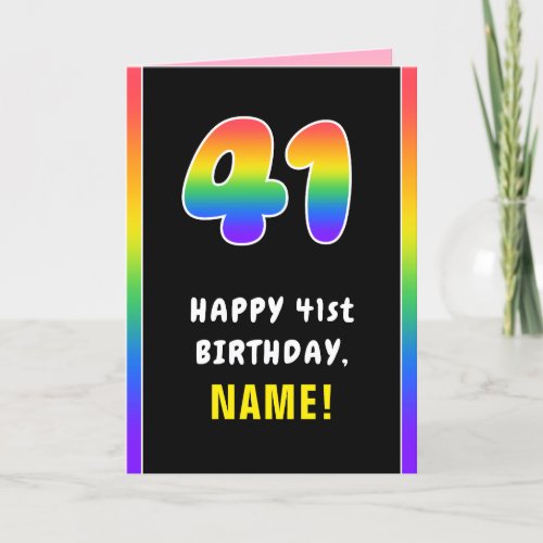 41st Birthday Colorful Rainbow  41 Custom Name Card