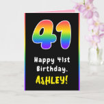 [ Thumbnail: 41st Birthday: Colorful Rainbow # 41, Custom Name Card ]
