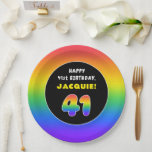 [ Thumbnail: 41st Birthday: Colorful Rainbow # 41, Custom Name Paper Plates ]