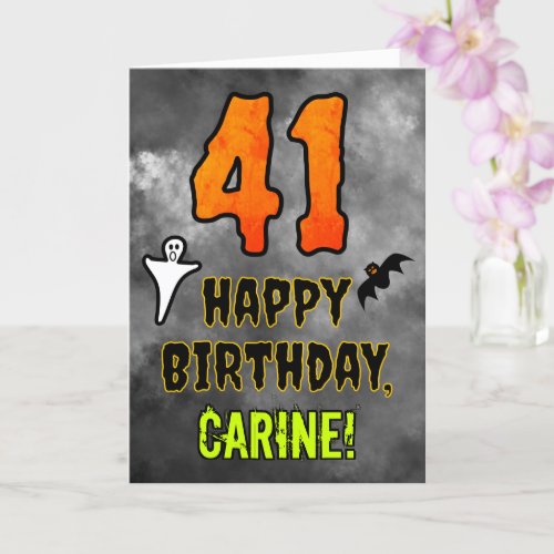 41st Birthday Eerie Halloween Theme  Custom Name Card