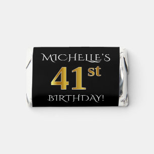 41st Birthday — Elegant, Faux Gold Look 41 + Name Hershey's Miniatures