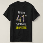 [ Thumbnail: 41st Birthday: Floral Flowers Number “41” + Name T-Shirt ]