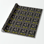 [ Thumbnail: 41st Birthday: Floral Flowers Number, Custom Name Wrapping Paper ]