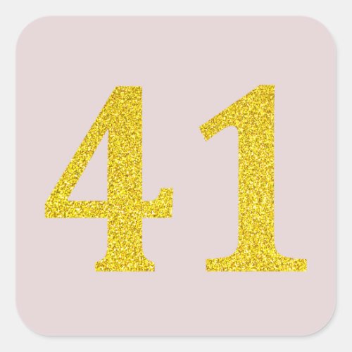 41st Birthday Forty One Blush Pink Gold Glitter Square Sticker