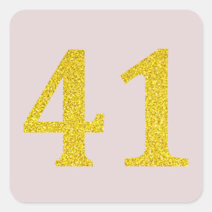 41st Birthday Forty One Blush Pink Gold Glitter Square Sticker