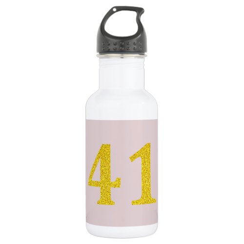 41st Birthday Forty One Blush Pink Gold Glitter Stainless Steel Water Bottle
