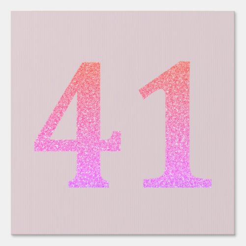 41st Birthday Forty One Blush Pink Purple Glitter Sign