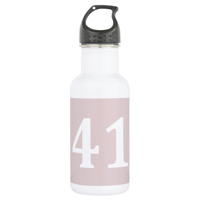 41st Birthday Forty One Blush Pink White Gift Cute Stainless Steel Water Bottle (Front)