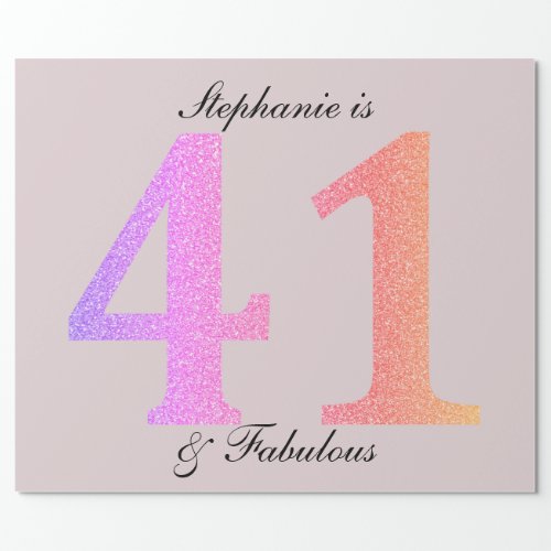 41st Birthday Forty One Fabulous Blush Pink Custom Wrapping Paper