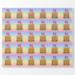 [ Thumbnail: 41st Birthday: Fun Cake and Candles + Custom Name Wrapping Paper ]