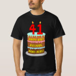 [ Thumbnail: 41st Birthday — Fun Cake & Candles, W/ Custom Name T-Shirt ]