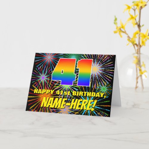 41st Birthday Fun Colorful Celebratory Fireworks Card