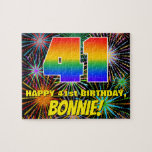 [ Thumbnail: 41st Birthday: Fun, Colorful Celebratory Fireworks Jigsaw Puzzle ]