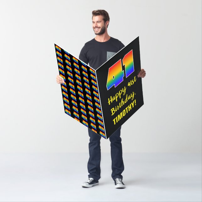 41st Birthday: Fun, Colorful, Happy, Rainbow # 41 Card (In Situ)