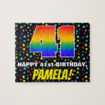 [ Thumbnail: 41st Birthday — Fun, Colorful Star Field Pattern Jigsaw Puzzle ]