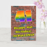 [ Thumbnail: 41st Birthday: Fun Graffiti-Inspired Rainbow 41 Card ]