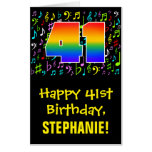 [ Thumbnail: 41st Birthday: Fun Music Symbols + Rainbow # 41 Card ]