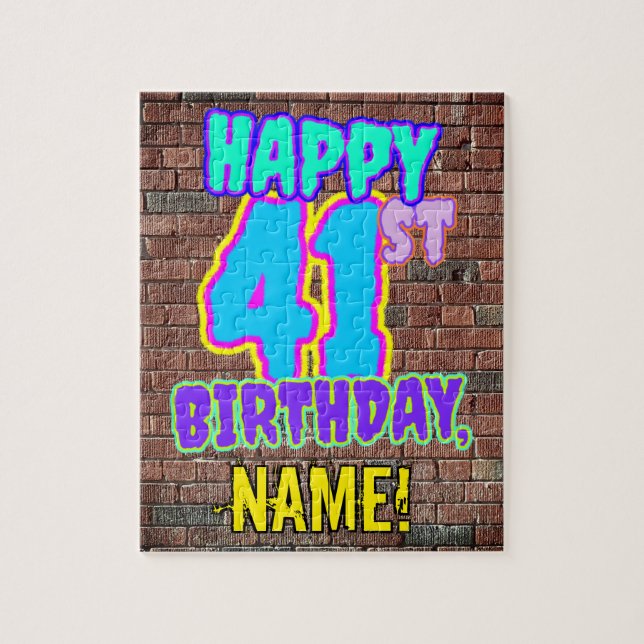 41st Birthday ~ Fun, Urban Graffiti Inspired Look Jigsaw Puzzle (Vertical)