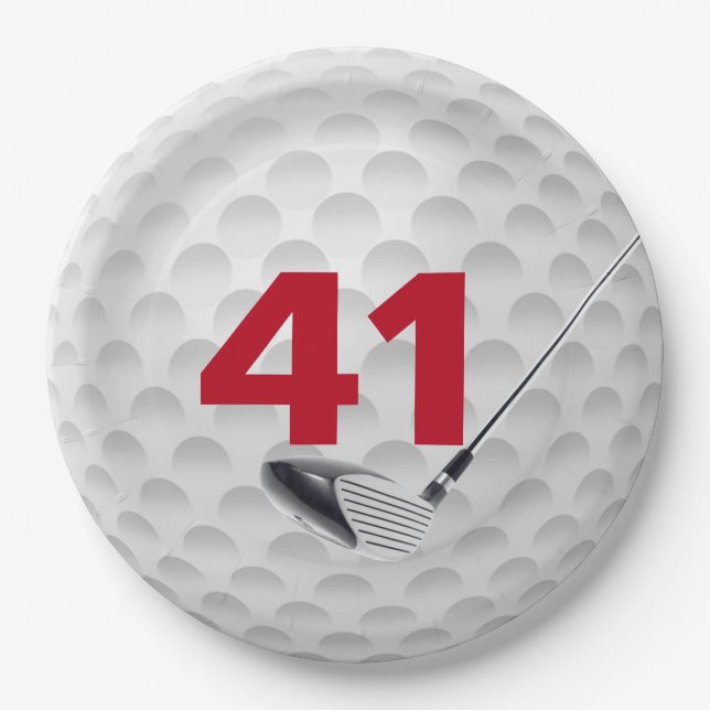 41st Birthday Golf Ball Design  Paper Plates (Front)