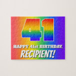 [ Thumbnail: 41st Birthday — Multicolored Rainbow Pattern “41” Jigsaw Puzzle ]