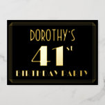 [ Thumbnail: 41st Birthday Party: Art Deco Look “41”, W/ Name Invitation ]
