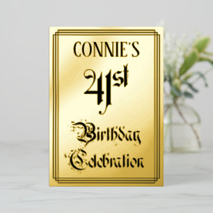 41st Birthday Party — Elegant Script + Custom Name Foil Invitation