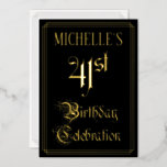 [ Thumbnail: 41st Birthday Party — Fancy Script & Custom Name Invitation ]