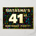 [ Thumbnail: 41st Birthday Party — Fun, Colorful Music Symbols Invitation ]