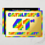 [ Thumbnail: 41st Birthday Party — Fun, Rainbow Spectrum “41” Invitation ]