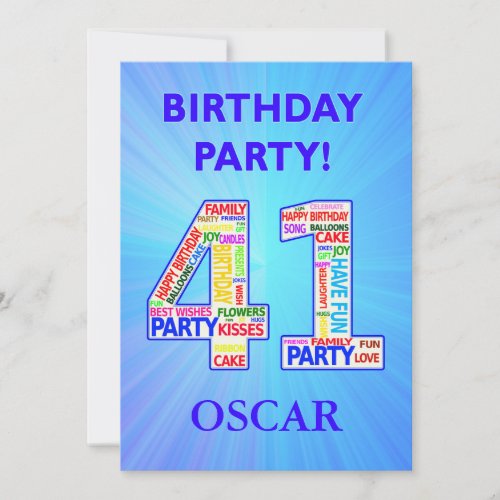 41st Birthday Party Invitation Add a Name