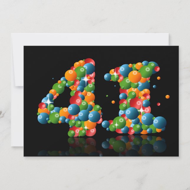41st Birthday party, with bubbles and balls Invitation (Front)